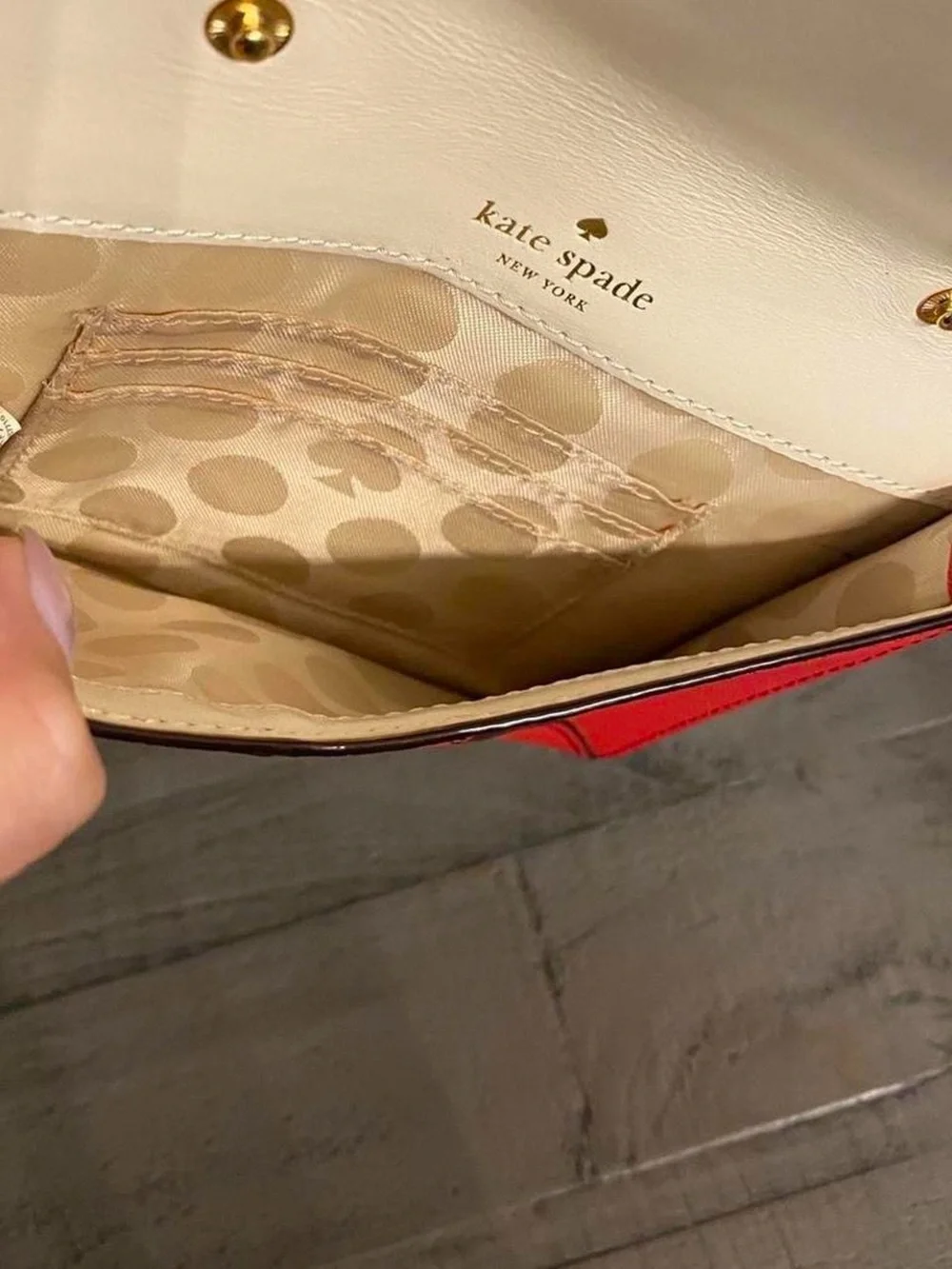 kate spade Red Envelope Wallet Clutch with Gold Logo